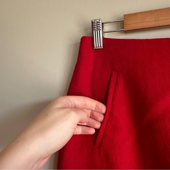 Talbots Red Scalloped Wool Blend Mini Skirt 2 - Picture 3 of 11